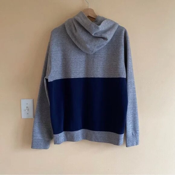 MEN'S POLO RL-67 DOUBLE KNIT PULLOVER COLOR BLOCK HOODIE DARK VINTAGE HEATHER - Picture 2 of 4